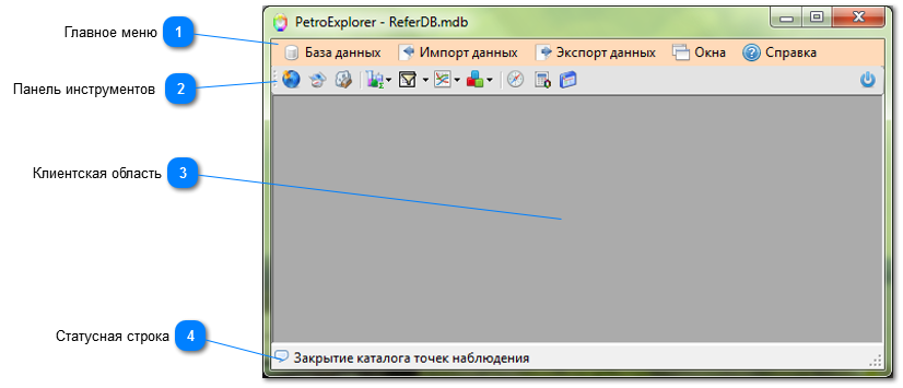 Главное Окно PetroExplorer NEXT